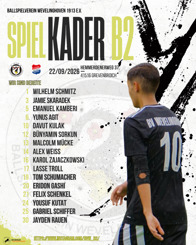 Kader BVW gegen Gustorf